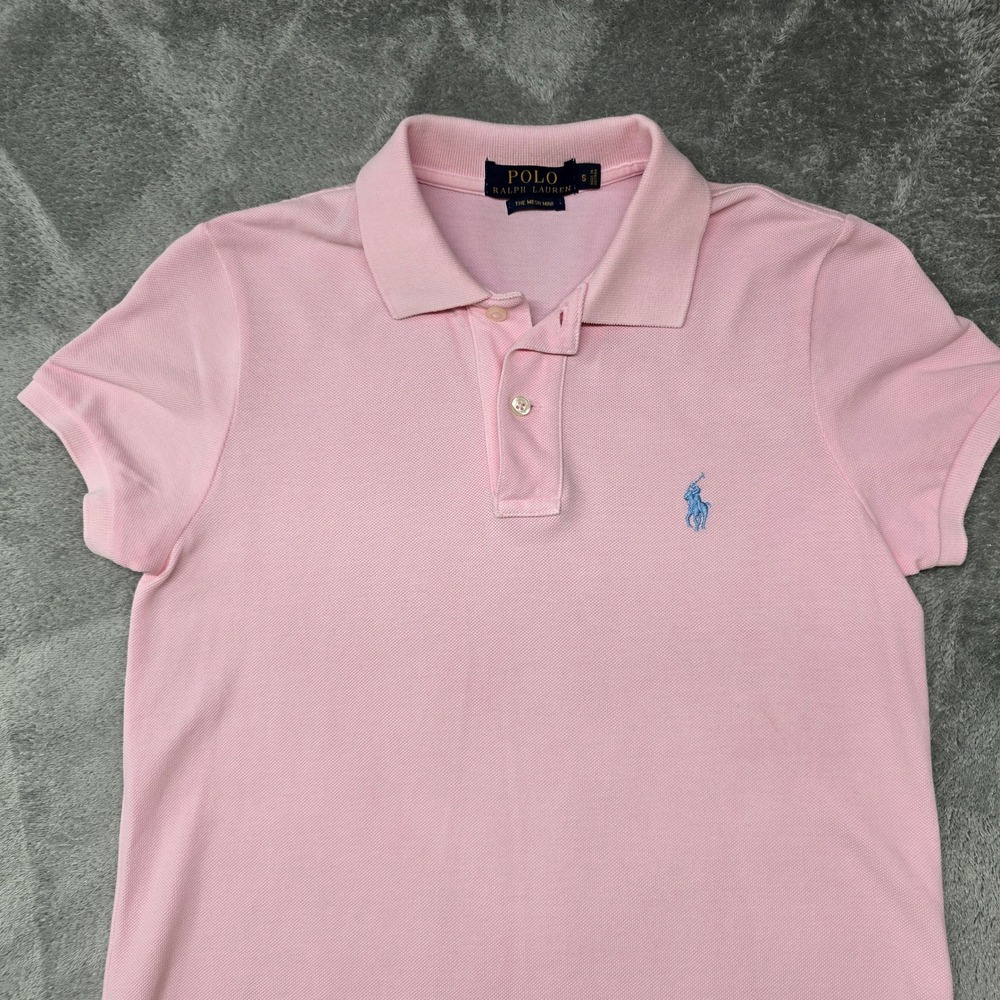 Polo Ralph Lauren The Mesh Mini Polo Dress Womens S Pink Blue Pony Cotton - Picture 3 of 13